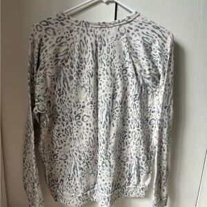 P.J. Salvage White and Gray Long Sleeve Relaxed Blouse